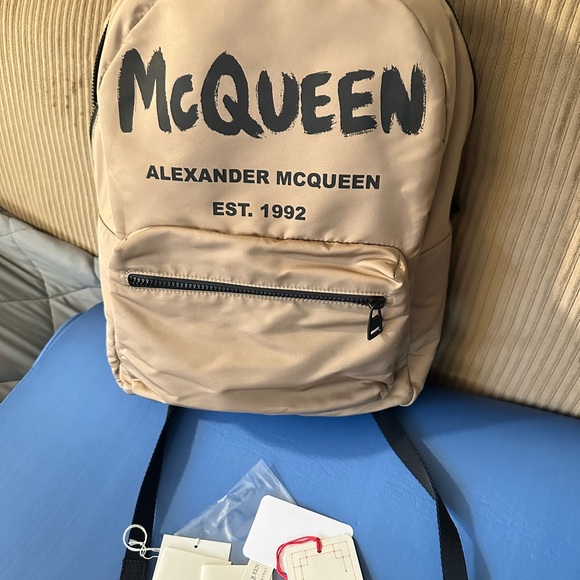 Alexander McQueen backpack  beige brown graffiti